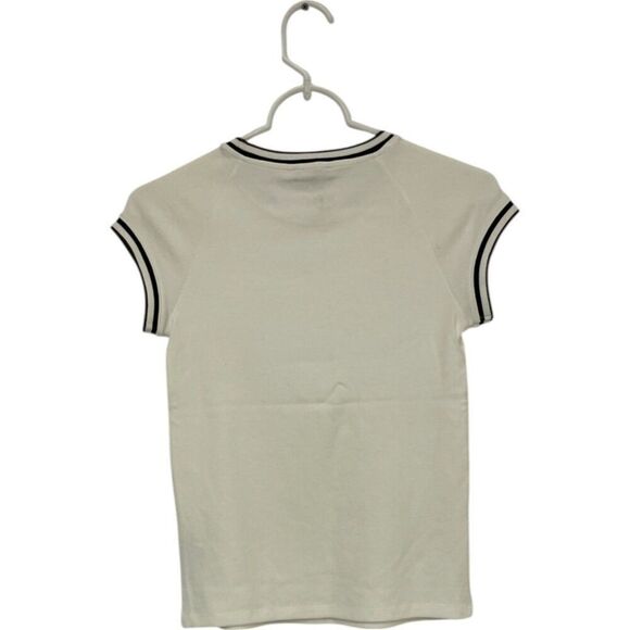 Massimo Dutti Womens Shirt Size XS White Black Contrast Ringer Tee 6851/577 NWT - Picture 2 of 10